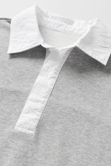 Take It Easy Long Sleeve Henley Pullover - Athletic Heather Grey/White