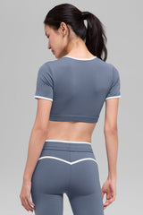 Airbrush Race Pace Short Sleeve - Bluestone/White