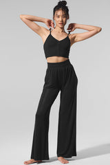 Ribbed Delicate Lounge Tank - Black