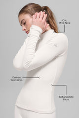 Ribbed Mesmerize Mock Neck Long Sleeve - Ivory