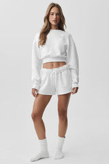 Cropped Accolade Crewneck - White