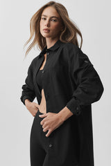 Cotton Real Deal Button Up Long Sleeve - Black