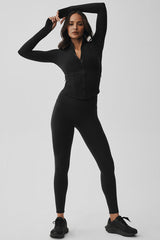 Airbrush Corset Full Zip Jacket - Black