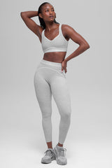 Alosoft Heart Throb Bra - Athletic Heather Grey/White